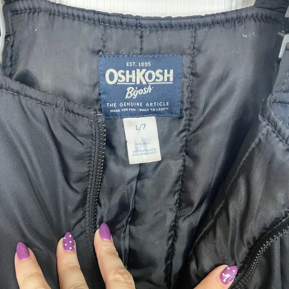 OshKosh Bgosh Kids Large 7 Black Insulated Snow Bib Overalls‎ Ski Pants